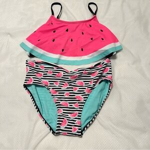 Justice Watermelon 2 piece Flounce Bikini Swimsuit Girls 16 Plus UPF 50+ NEW